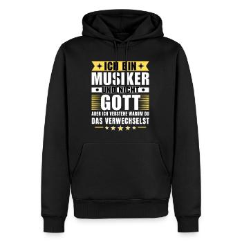 Ich bin Musiker und nicht Gott - Männer Premium Bio Hoodie - Schwarz - Vorne - Nico (187cm)