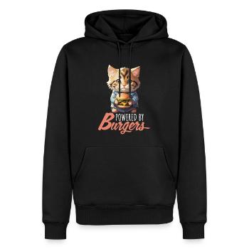 Propulsé par Burgers Funny Cat - Sweat à capuche Premium bio Homme - noir - Devant - Nico (187cm)