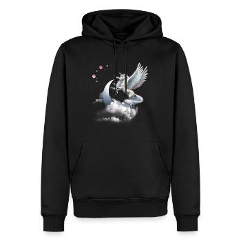 Cheval volant licorne ou pégase - Sweat à capuche Premium bio Homme - noir - Devant - Nico (187cm)