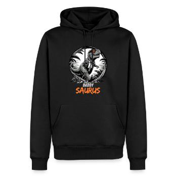 Père Papa Saurus Fête des Pères Anniversaire T-Rex Cool - Sweat à capuche Premium bio Homme - noir - Devant - Nico (187cm)