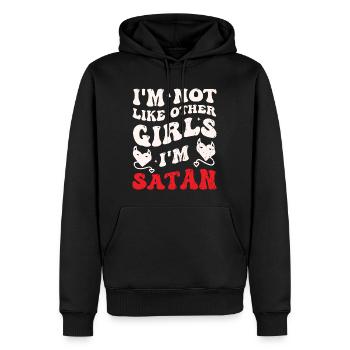 Citation amusante de Satan - Pas comme les autres filles - Sweat à capuche Premium bio Homme - noir - Devant - Nico (187cm)