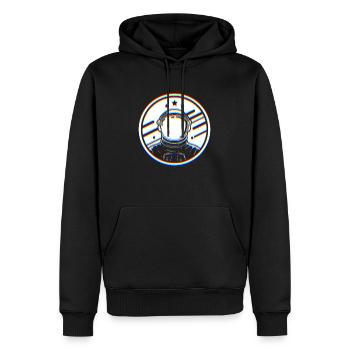 L’art du glitch | Illusion d’optique EDM Rave Vaporwave - Sweat à capuche Premium bio Homme - noir - Devant - Nico (187cm)