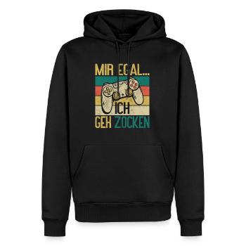 Mir egal ich geh zocken Gamer - Männer Premium Bio Hoodie - Schwarz - Vorne - Nico (187cm)