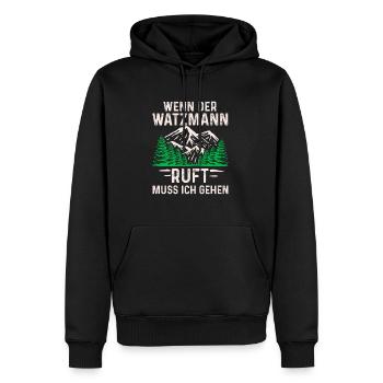 Wenn der Watzmann ruft muss ich gehen Bergsteiger - Männer Premium Bio Hoodie - Schwarz - Vorne - Nico (187cm)