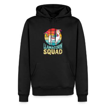Lamacorn Squad - cool Lama Party Design - Men’s Premium Organic Hoodie - black - Front - Nico (187cm)