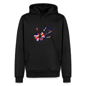 | d’empreinte de main Union Jack | du drapeau britannique Britannique - Sweat à capuche Premium bio Homme - noir - Devant - Nico (187cm)