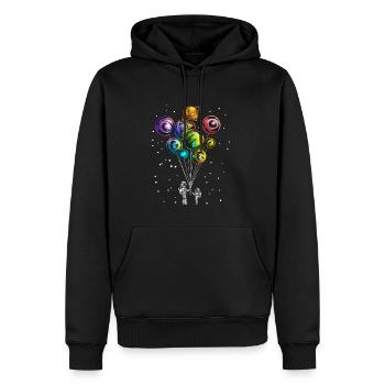 Astronautes Système solaire Planète Univers Galaxie - Sweat à capuche Premium bio Homme - noir - Devant - Nico (187cm)