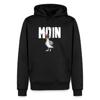 Plattdeutsche Möwe Moin Spruch Nordsee Liebhaber - Männer Premium Bio Hoodie - Schwarz - Vorne - Nico (187cm)