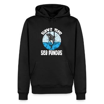 Orques Baleines Bleue Baleine à bosse Protection des baleines Protectrice - Sweat à capuche Premium bio Homme - noir - Devant - Nico (187cm)