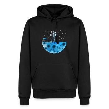 Astronaut mows moon universe solar system stars - Men’s Premium Organic Hoodie - black - Front - Nico (187cm)