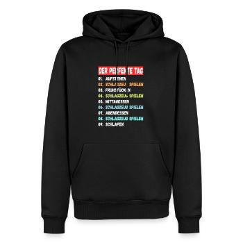 Der perfekte Tag Schlagzeug - Männer Premium Bio Hoodie - Schwarz - Vorne - Nico (187cm)