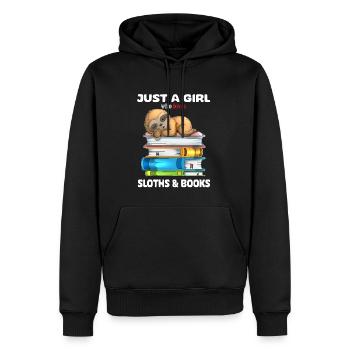 Mädchen liebt Faultiere und Bücher Buch lesen - Männer Premium Bio Hoodie - Schwarz - Vorne - Nico (187cm)