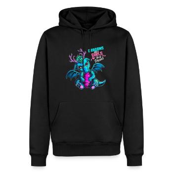 Drachen sind der beste Freund eines Mädchens - Männer Premium Bio Hoodie - Schwarz - Vorne - Nico (187cm)