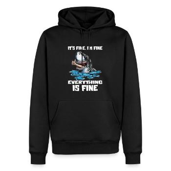 Drôle de dire requin, tout est bon, requin qui mange, - Sweat à capuche Premium bio Homme - noir - Devant - Nico (187cm)
