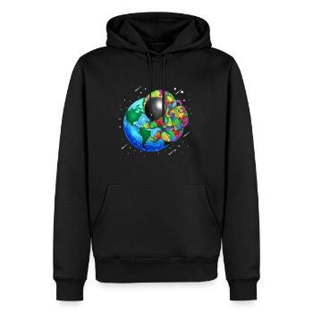 Un astronaute embrasse earth kids puzzle autisme - Sweat à capuche Premium bio Homme - noir - Devant - Nico (187cm)