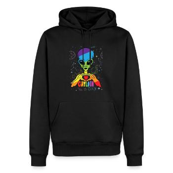 Gay Lesbienne Alien Heart Motif Couple - Sweat à capuche Premium bio Homme - noir - Devant - Nico (187cm)