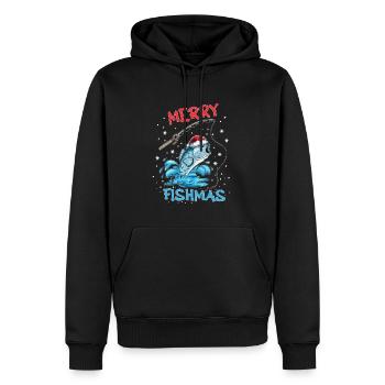 X Mas Fish Pêcheur de Noël Amateur de poisson Pêche - Sweat à capuche Premium bio Homme - noir - Devant - Nico (187cm)