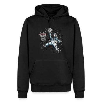 Un astronome de l’espace jouant au basket avec la lune - Sweat à capuche Premium bio Homme - noir - Devant - Nico (187cm)