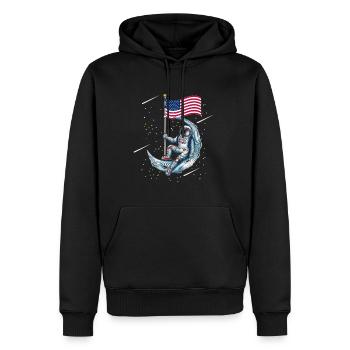 Mondlandung USA Amerika Flagge Mond Weltraum Fan - Männer Premium Bio Hoodie - Schwarz - Vorne - Nico (187cm)