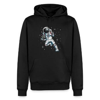 Football Mond Astronaut Footballspieler Raumfahrer - Männer Premium Bio Hoodie - Schwarz - Vorne - Nico (187cm)