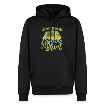 Mein letztes sauberes Oberteil beim Camping - Männer Premium Bio Hoodie - Schwarz - Vorne - Nico (187cm)