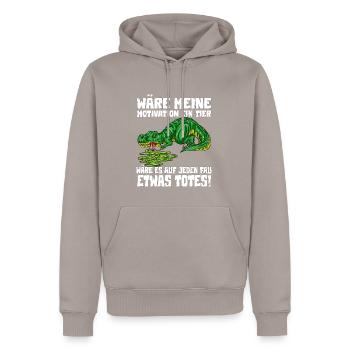 Motivation lustlos Witziges T-Rex Dino Outfit - Männer Premium Bio Hoodie - Taupe - Vorne - Nico (187cm)