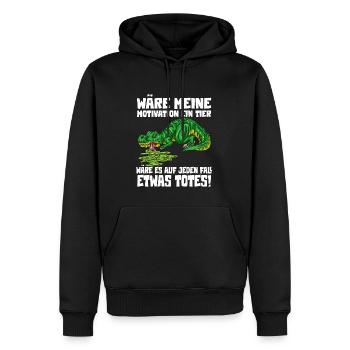 Motivation lustlos Witziges T-Rex Dino Outfit - Männer Premium Bio Hoodie - Schwarz - Vorne - Nico (187cm)