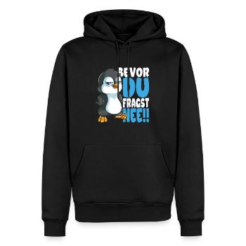 Bevor du fragst nee mir egal Pinguine - Männer Premium Bio Hoodie - Schwarz - Vorne - Nico (187cm)