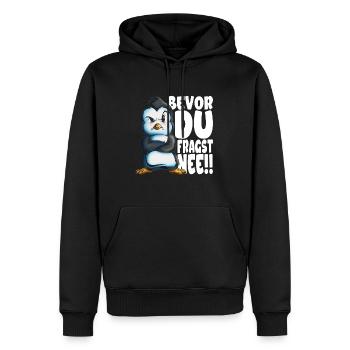 Bevor du fragst nee mir egal Pinguine - Männer Premium Bio Hoodie - Schwarz - Vorne - Nico (187cm)