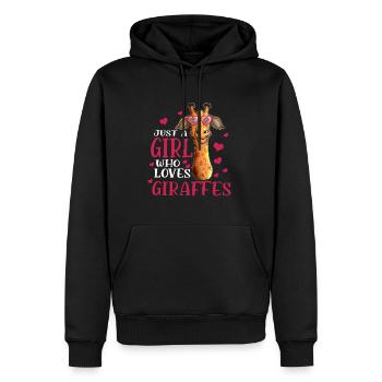 Only a girl who loves giraffes Visiting the zoo - Men’s Premium Organic Hoodie - black - Front - Nico (187cm)