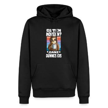 Faultier will Kaffee Guten Morgen? Ganz dünnes Eis - Männer Premium Bio Hoodie - Schwarz - Vorne - Nico (187cm)