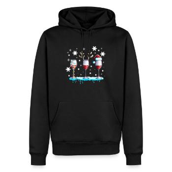 Red Wine Wine Glass with Antlers and Snow Christmas - Men’s Premium Organic Hoodie - black - Front - Nico (187cm)
