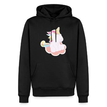 Le sticky'corn - Sweat à capuche Premium bio Homme - noir - Devant - Nico (187cm)