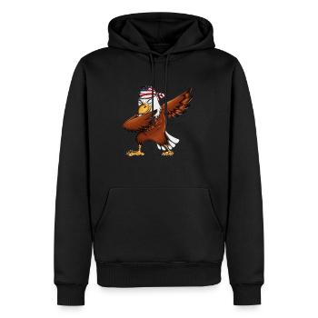 Dabbing Adler Dab Raubvogel mit USA Kopftuch - Männer Premium Bio Hoodie - Schwarz - Vorne - Nico (187cm)