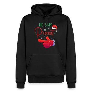 He Is My Cute Christmas Couples Designs - Männer Premium Bio Hoodie - Schwarz - Vorne - Nico (187cm)