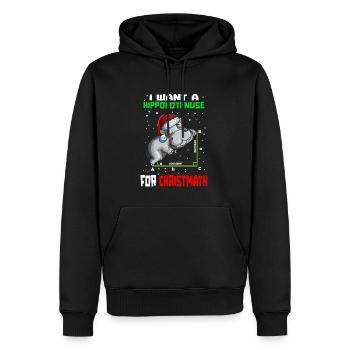 Apprenez les maths drôles d’hippopotames à Noël - Sweat à capuche Premium bio Homme - noir - Devant - Nico (187cm)