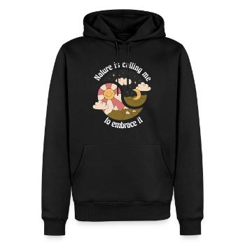 La nature m’appelle à l’embrasser La nature conçoit - Sweat à capuche Premium bio Homme - noir - Devant - Nico (187cm)