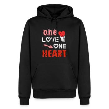 One Love One Heart - Männer Premium Bio Hoodie - Schwarz - Vorne - Nico (187cm)