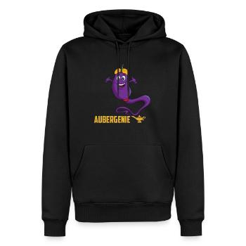 A vegan purple Aubergenie for Arabian nights - Men’s Premium Organic Hoodie - black - Front - Nico (187cm)