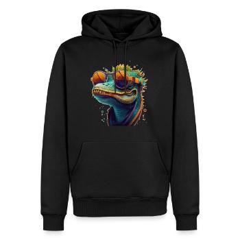 Tête de crocodile colorée à Hawaii avec des lunettes de soleil - Sweat à capuche Premium bio Homme - noir - Devant - Nico (187cm)