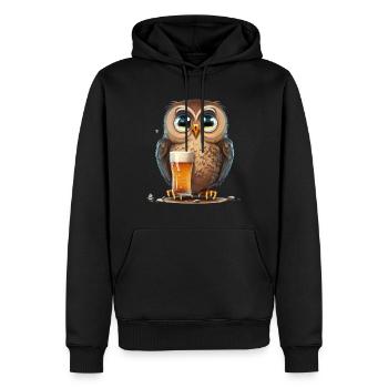 Süße Bier Eule - Männer Premium Bio Hoodie - Schwarz - Vorne - Nico (187cm)