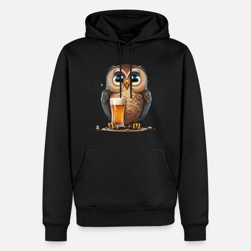 Süße Bier Eule - Männer Premium Bio Hoodie - Schwarz