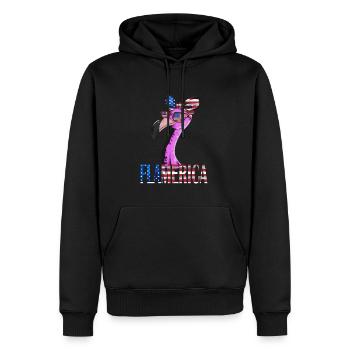 Flamingo USA Flag American US Flag Bird - Sweat à capuche Premium bio Homme - noir - Devant - Nico (187cm)