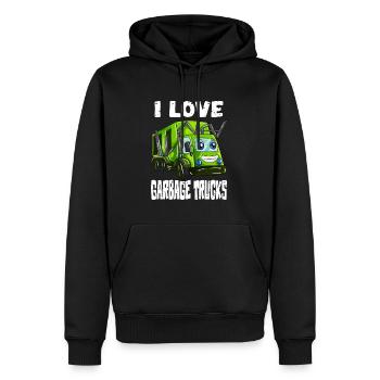 J’adore les camions à ordures les camions à ordures les camions à ordures les enfants - Sweat à capuche Premium bio Homme - noir - Devant - Nico (187cm)
