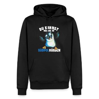 Kannst mich mal am Südpol küssen Pinguine - Männer Premium Bio Hoodie - Schwarz - Vorne - Nico (187cm)