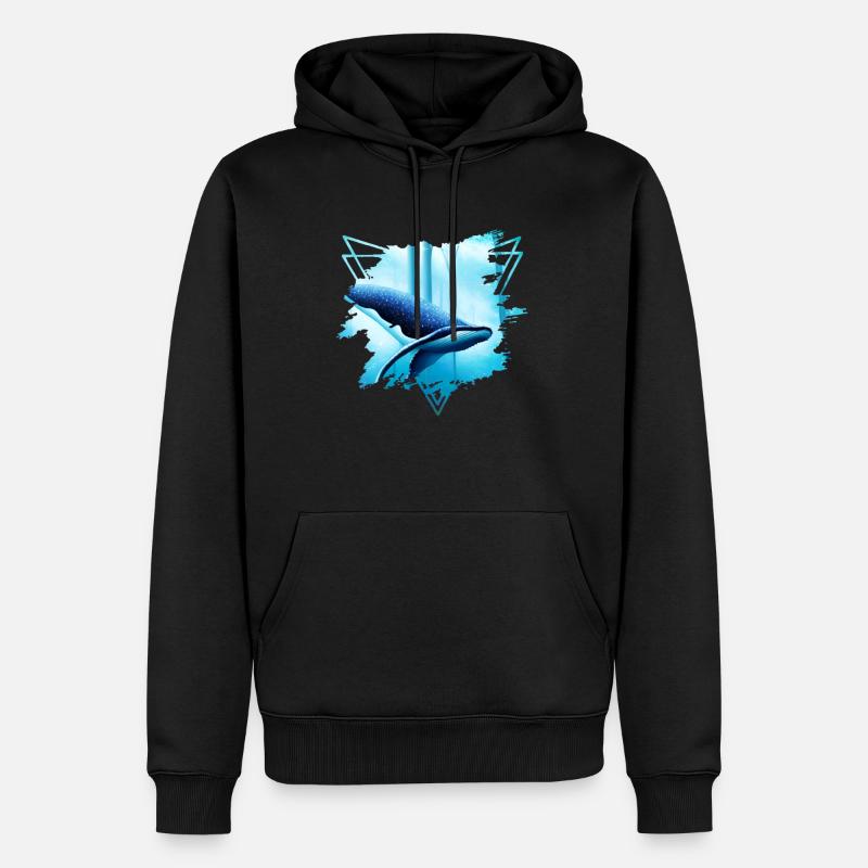 Motif de requin-baleine : Une majesté - Sweat à capuche Premium bio Homme - noir
