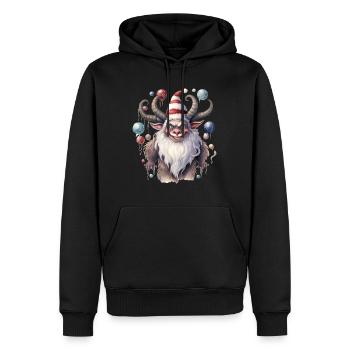 Dessin à l’aquarelle de Krampus - Sweat à capuche Premium bio Homme - noir - Devant - Nico (187cm)