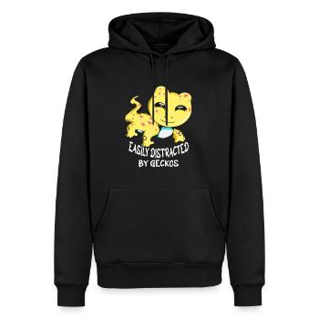 Easily distracted by geckos lizard breeders - Men’s Premium Organic Hoodie - black - Front - Nico (187cm)