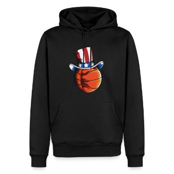 Drôle de joueur de basket-ball américain - Sweat à capuche Premium bio Homme - noir - Devant - Nico (187cm)
