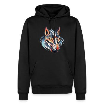 Wolf Neo Dessin de tatouage traditionnel - Sweat à capuche Premium bio Homme - noir - Devant - Nico (187cm)